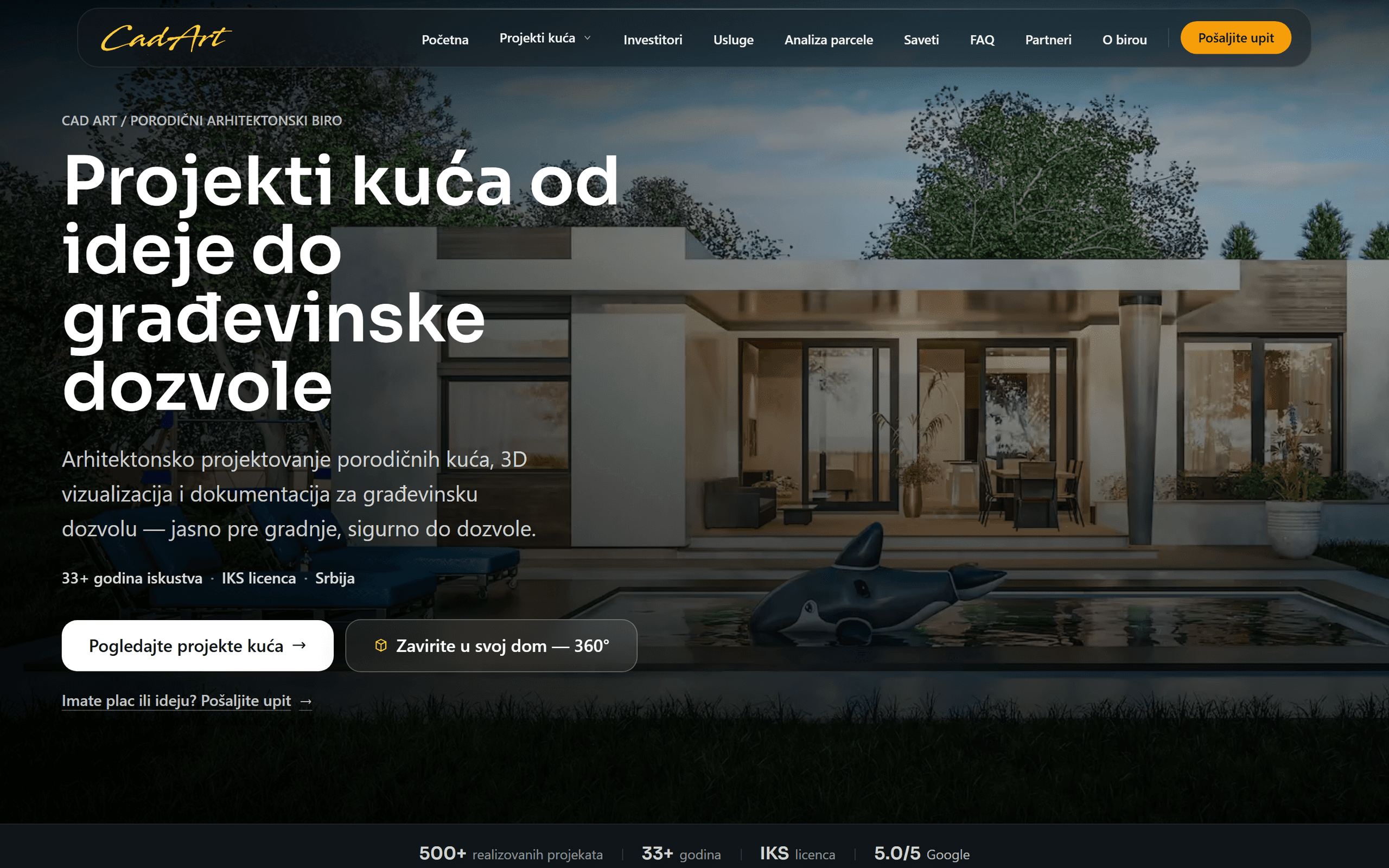 The projektikuce.rs home page on a desktop screen